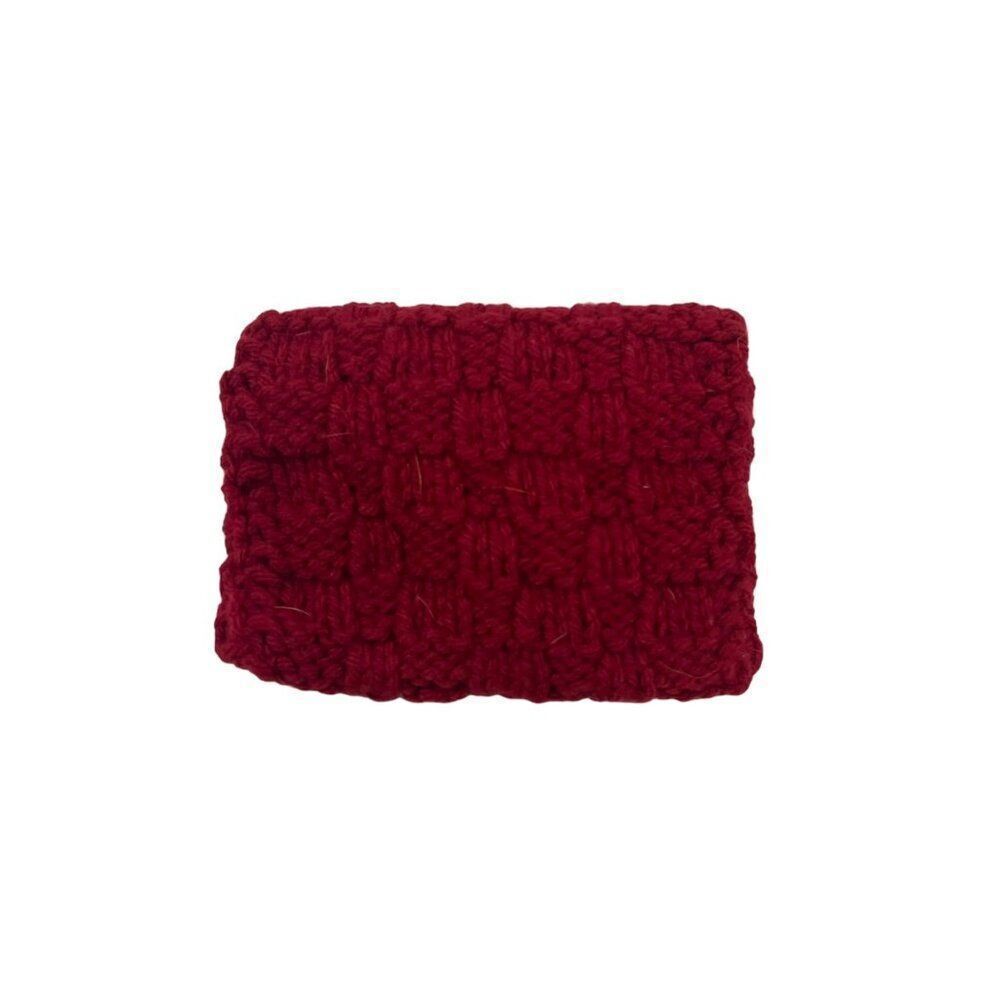 Handmade Crochet Knit Purse Set Red & Pink Yarn Button Shoulder Bag & Coin Pouch - Picture 4 of 11